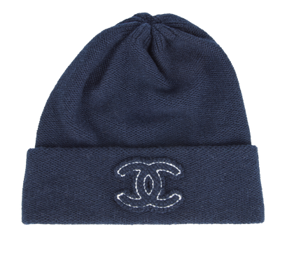 Chanel Embroidered CC Logo Beanie, front view